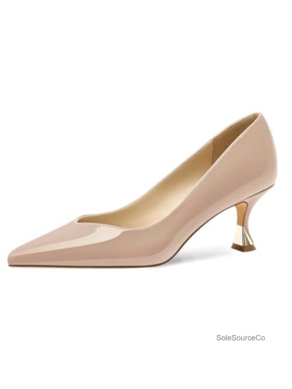 Patent Pumps Low Kitten Heels Elegant Pointed Toe Dressy Formal Wedding Work